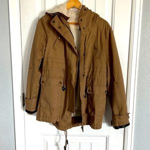 Tan utility jacket with liner